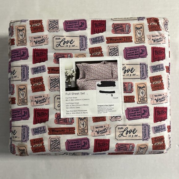 Berkshire Sheet Set Artist Series Pink Love Valentines Tickets Novelty Set Full - Picture 3 of 8